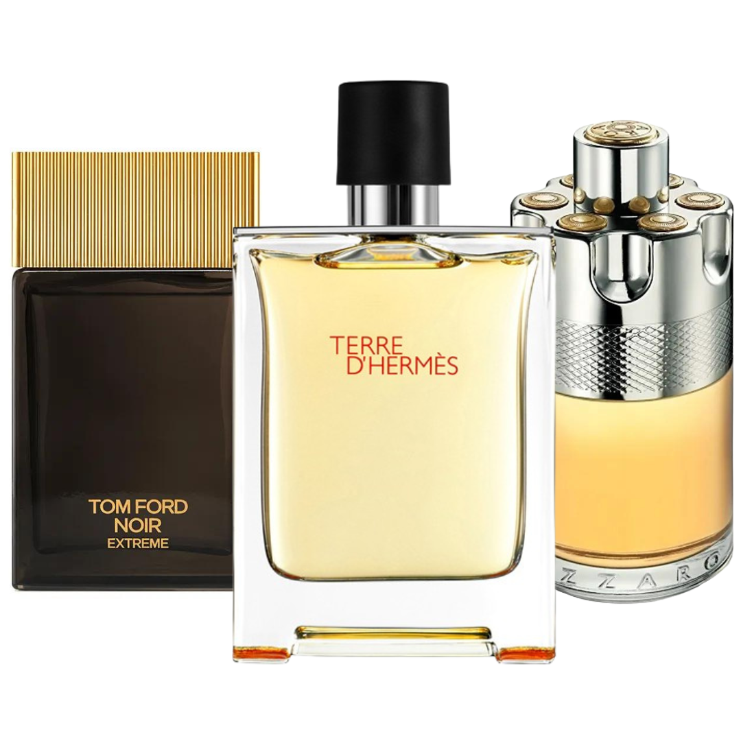 Pack de 3 Perfumes : Terre d’Hermès, Azzaro Wanted & Tom Ford Noir Extrême – Eau de Parfum – 100 ml chacun