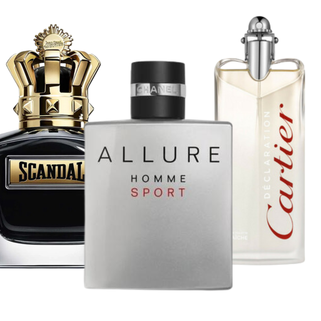 Pack de 3 Perfumes: Allure Homme Sport, Jean Paul Gaultier Scandal, Cartier Declaration (Eau de Parfum)