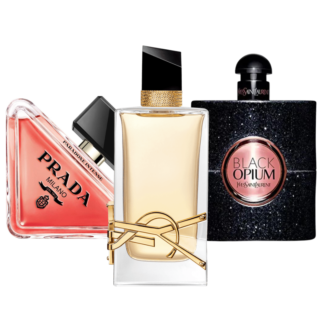 Pack de 3 Perfumes : Prada Paradoxe, Yves Saint Laurent Black Opium & Libre – Eau de Parfum – 100 ml chacun