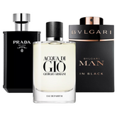 Caja de 3 perfumes : Bvlgari In Black, Giorgio Armani Acqua Di Gio, L’Homme Prada Intense – Eau de Parfum