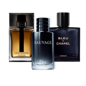 Pack de 3 Perfumes: Sauvage by Dior, Bleu de Chanel, and Dior Homme Intense (Eau de Parfum)
