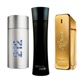 Pack de 3 Perfumes: 212 Men NYC, Paco Rabanne One Million, Armani Code Homme